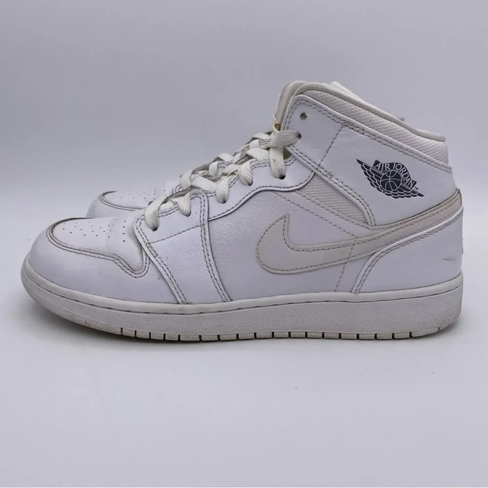Nike Air Jordan 1 Retro Mid GS 'White Cool Grey' Shoes Sneakers   -   Size:  7Y
